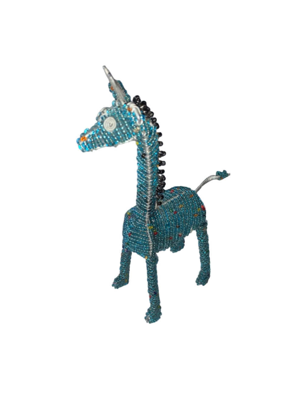 Unbranded Teal Beaded Giraffe Sculpture One Size